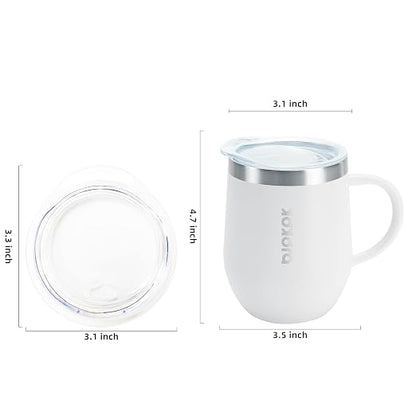 BJPKPK 2 pcs Insulated Coffee Mug, 12 oz Stainless Steel Insulated Coffee Tumbler with Lid for Hot Drinks & Cold Drinks-White