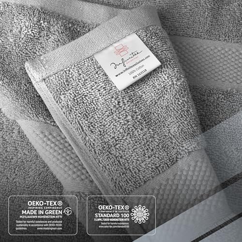 Infinitee Xclusives 100% Ring-Spun Cotton Bath Towels for Bathroom - Pack 4