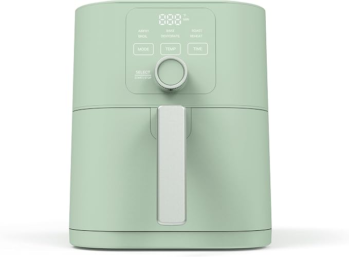 Martha Stewart 6QT Air Fryer, 6-in-1, Bake, Broil, Roast, Air Fry, Dehydrate, Reheat, Ceramic Non-Stick Basket, Crispy Results Fast, 400°F Max Temp, Shake Reminder, Honeydew Green