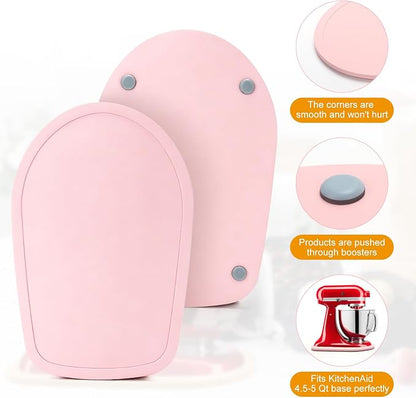 Mixer Slider Mat for Tilt Head Kitchen Aid 4.5-5 Qt Stand Mixer, Wood Appliance sliding mat for kitchenaid Artisan 4.5-5 Qt, Kitchen Countertop Storage Accessories Mixer Moving Tray attachments, Pink