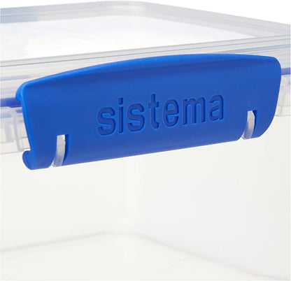Sistema KLIP IT Rectangular Collection Food Storage Container, 33.8 oz./1 L, Clear/Blue