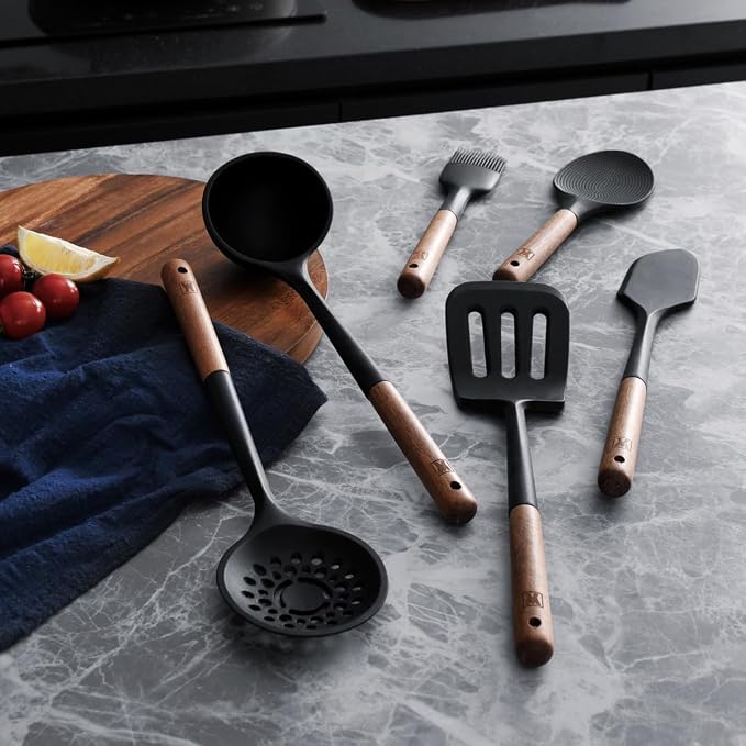 WAGENSTEIGER Silicone Slotted Large Spatula: Cooking Turner with Wooden Handle for Flipping and Lifting, Heat Resistant Cookware, BPA Free, Protects Surfaces with Gentle Head Design