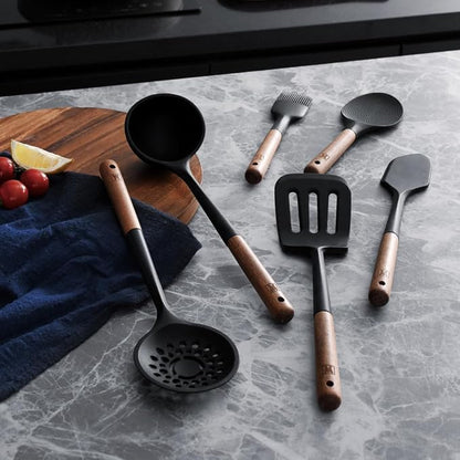 WAGENSTEIGER Silicone Slotted Large Spatula: Cooking Turner with Wooden Handle for Flipping and Lifting, Heat Resistant Cookware, BPA Free, Protects Surfaces with Gentle Head Design