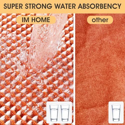 IM HOME Waffle Bath Mat Orange & Cream 6'x2', Boho Woven Modern Bath Mat Rugs, Absorbent Non Slip Bathroom Rugs, Soft Washable Bath Rugs with Tassels for Bathroom, Bedroom, Kitchen, Shower, Tub