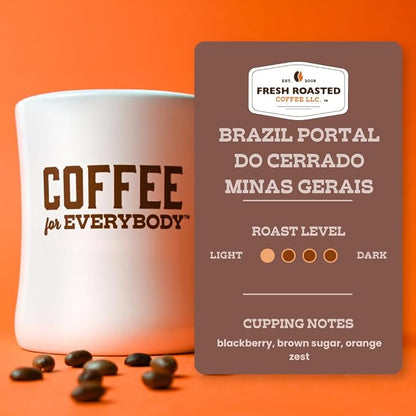 Fresh Roasted Coffee, Brazil Minas Gerais Whole Bean Coffee, Light Roast, Kosher, 2 lb (32 oz)