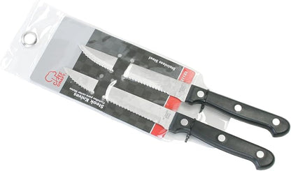 Chef Craft Select Steak Knife Set, 4.5 Inch Blade 8.25 Inches In Length 2 Piece Set, Stainless Steel/Black (Pack of 3)