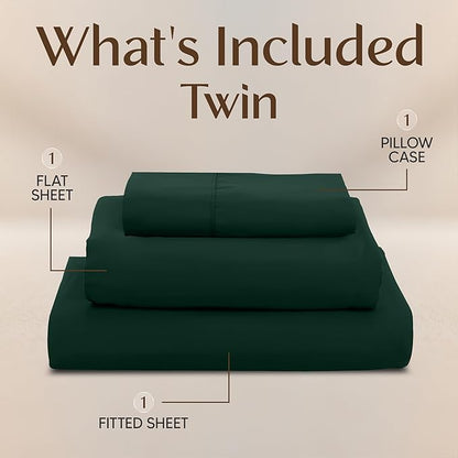 Utopia Bedding Twin Sheet Set – 3 Piece Bed Sheets for Twin Size Bed, Soft and Breathable Microfiber, Includes 1 Fitted Sheet, 1 Flat Sheet and 1 Pillowcase – Oeko Tex (Emerald Green)