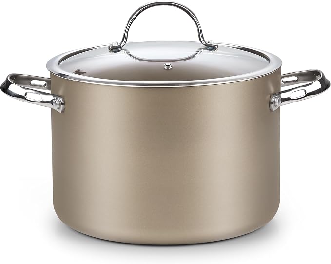 Cooks Standard Classic 8-Quart Stock Pot Dutch Oven Casserole with Glass Lid, Hard Anodized Nonstick Stockpot, Induction Compatible, Bronze
