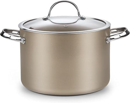 Cooks Standard Classic 8-Quart Stock Pot Dutch Oven Casserole with Glass Lid, Hard Anodized Nonstick Stockpot, Induction Compatible, Bronze