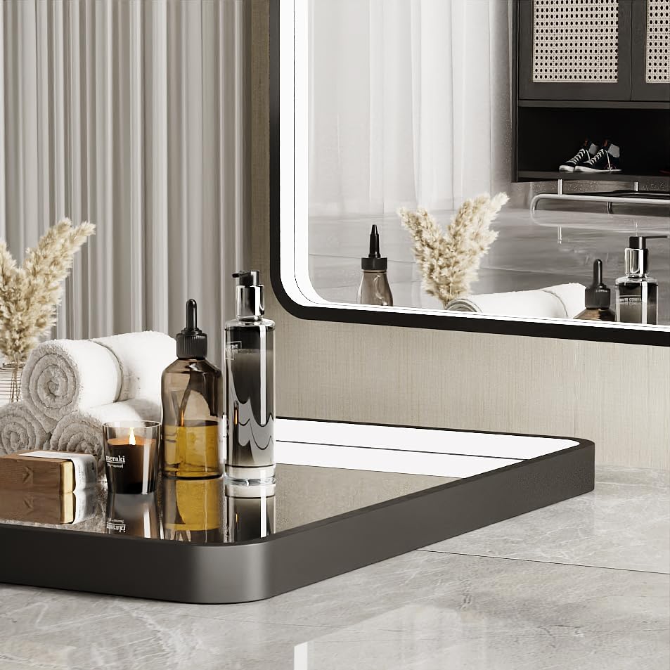 36x24 Inch Black Frame LED Lighted Bathroom Mirror,ETL Listed