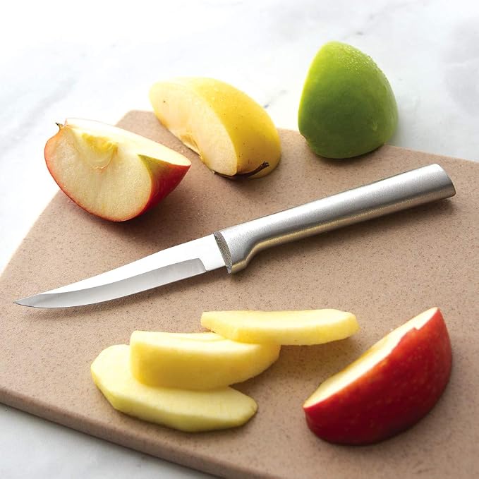 Rada Cutlery Paring Knife Galore Gift Set (S01) with Quick Edge Sharpener (R119), 3-Piece Knife Set and Knife Sharpener, Stainless Steel Blades, Silver Handle
