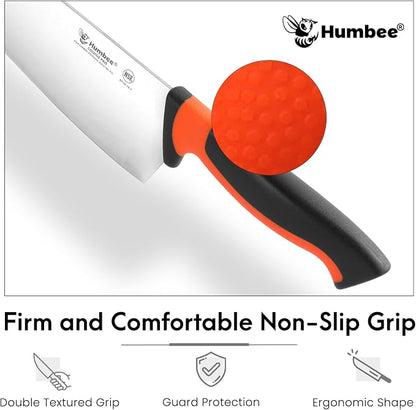10-Inch Chef Knife, NSF Certified Razor-Sharp High Carbon Stainless Steel Blade – Ergonomic Color Coded Handle, Non-Slip Grip Kitchen Knife, DT-10 Series, Orange