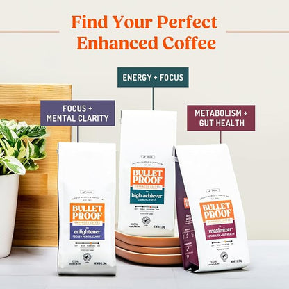 Bulletproof The High Achiever Coarse Ground Cold Brew Coffee, 10 Ounces, Medium-Dark Roast Enhanced Coffee with Lion's Mane Mushroom, B Vitamins, and Adaptogens for Energy and Focus (Pack of 2)
