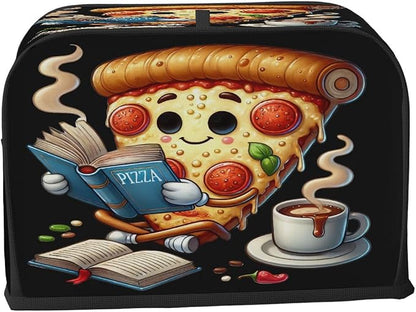 Toaster Cover 2 Slice Wide Slot Funny Pizza CoffeeBread Toaster Oven Dustproof Cover Small Appliance Kitchen Covers Dust and Fingerprint Protection for Women Gift 2 Slice