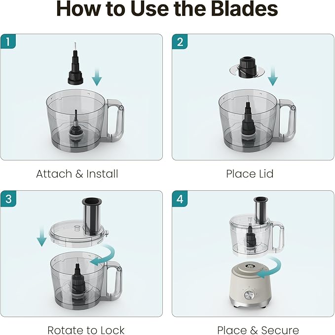 OLIXIS Food Processor 10.5 Cups, 600W Powerful Food processors with 5 Blades, Dishwasher Safe Meat Grinder for Slicing, Shredding, Chopping, Kneading, for Meat, Vegetables, Fruit, Dough