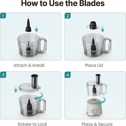 OLIXIS Food Processor 10.5 Cups, 600W Powerful Food processors with 5 Blades, Dishwasher Safe Meat Grinder for Slicing, Shredding, Chopping, Kneading, for Meat, Vegetables, Fruit, Dough