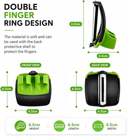 2 Finger Vegetable Peeler Easy Grip Safe Ergonomic Fruit & Potato Peeler for Arthritis Hands, Non Slip Kitchen Gadget for Carrots, Apples & Cucumbers with Stainless Steel Blade