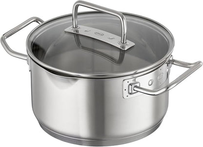 Rösle EXPERTISO Cookware Collection 7.9 in. Stainless Steel High Casserole Pot with Glass Lid