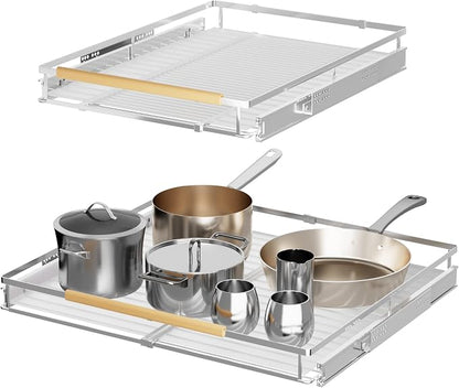 SANNO Pull Out Cabinet Organizer, Cabinet Slide Out Shelf, Pots Pans Organizers Shelves with Sliding for Cupboard Pantry Under Sink Closet, Expandable Width 17.1to 27" W x 22.5" D
