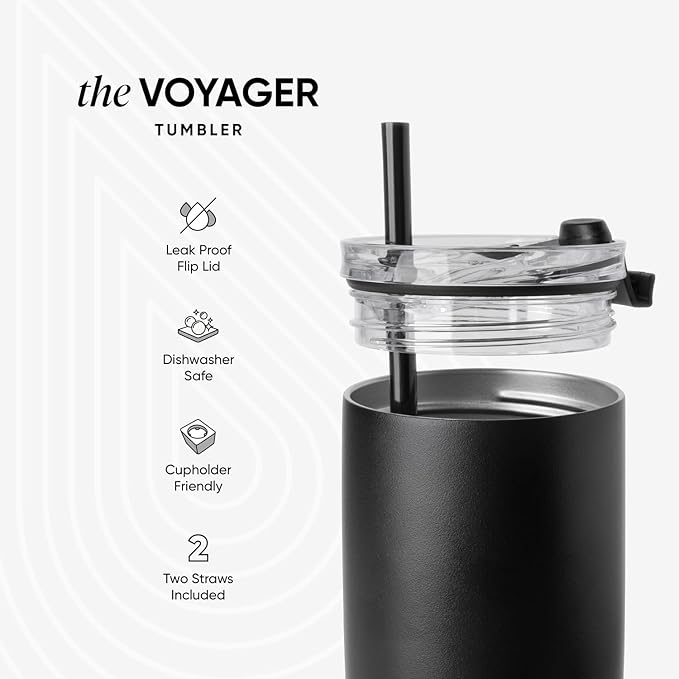 Simple Modern Voyager Tumbler with Flip Lid | Travel Coffee Mug | Insulated Stainless Steel Cold Brew Iced or Hot Coffee Cup | Gifts for Women Men Her Him | 12oz, Stormy Skies