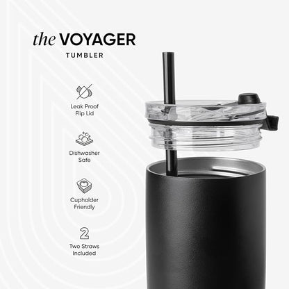 Simple Modern Voyager Tumbler with Flip Lid | Travel Coffee Mug | Insulated Stainless Steel Cold Brew Iced or Hot Coffee Cup | Gifts for Women Men Her Him | 12oz, Stormy Skies