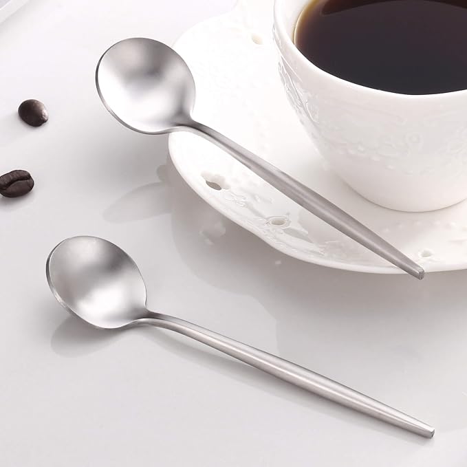 Coffee Spoons Set,Stainless Steel Teaspoons of 6,Espresso Spoons 5.11 inch,Demitasse Dessert Scoop,Small Tea Scoop Mini for Stirring,Matte Finish,Dishwasher Safe
