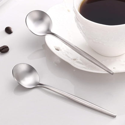 Coffee Spoons Set,Stainless Steel Teaspoons of 6,Espresso Spoons 5.11 inch,Demitasse Dessert Scoop,Small Tea Scoop Mini for Stirring,Matte Finish,Dishwasher Safe