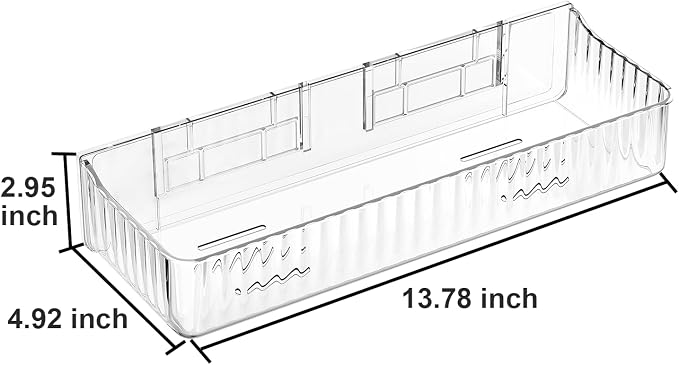 ZEXALOR Wall Mount Organizer for Kicthen, Bathroom, Dresser, Office, Pantry Storage and Organization - Clear Long Wall Basket Storage, Cabinet Door Organizer (13.9×4.7×2.8")
