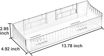 ZEXALOR Wall Mount Organizer for Kicthen, Bathroom, Dresser, Office, Pantry Storage and Organization - Clear Long Wall Basket Storage, Cabinet Door Organizer (13.9×4.7×2.8")