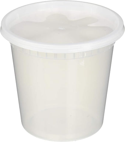 EDI [24 OZ, 25 Sets] Plastic Deli Food Storage Containers with Airtight Lids | Microwave-, Freezer-, Dishwasher-Safe | BPA Free | Heavy-Duty | Meal Prep | Leakproof | Recyclable
