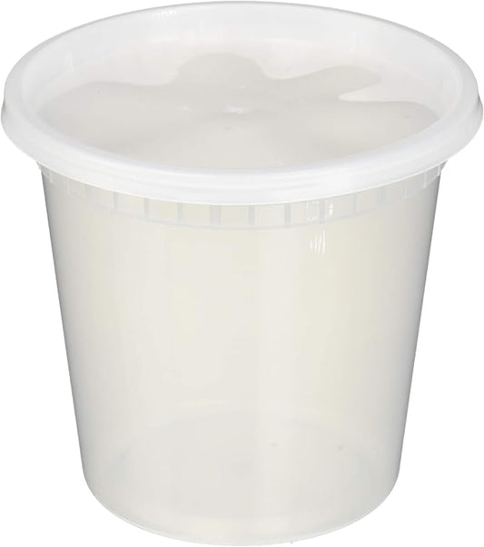 EDI [24 OZ, 25 Sets] Plastic Deli Food Storage Containers with Airtight Lids | Microwave-, Freezer-, Dishwasher-Safe | BPA Free | Heavy-Duty | Meal Prep | Leakproof | Recyclable