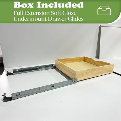 Pull Out Drawer for Cabinets, 30" Wide Cabinet Slide Out Shelve, Pull Out Pantry Shelves, Kitchen Cabinet Drawer Box, Unassemble, Solid Wood Dovetail Joint (Wood Color, 26"W x 3 1/8"H x 21"D)