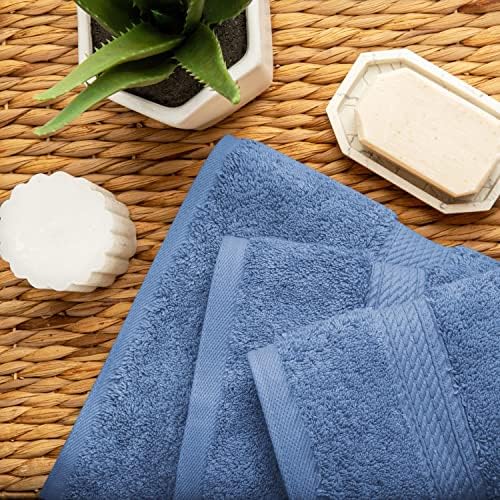 SUPERIOR Egyptian Cotton Ultra Plush & Absorbent, 3 Piece Set, Denim Blue