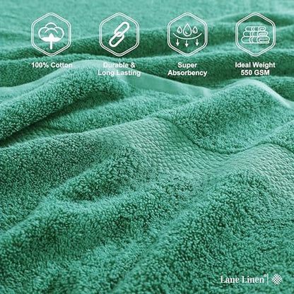 LANE LINEN Bath Towels Pack of 4 (28"x54") - 100% Ring Spun Cotton Bathroom Towel Set - Reinforced Edges, Quick Dry, Soft & Absorbent Large Bath Towels - Lightweight, Perfect for Daily Use - Emerald