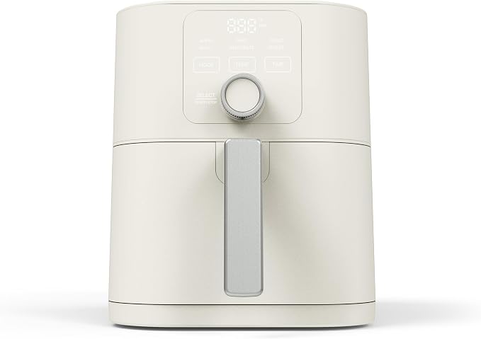 Martha Stewart 6QT Air Fryer, 6-in-1, Bake, Broil, Roast, Air Fry, Dehydrate, Reheat, Ceramic Non-Stick Basket, Crispy Results Fast, 400°F Max Temp, Shake Reminder, Linen Cream
