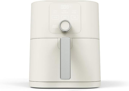 Martha Stewart 6QT Air Fryer, 6-in-1, Bake, Broil, Roast, Air Fry, Dehydrate, Reheat, Ceramic Non-Stick Basket, Crispy Results Fast, 400°F Max Temp, Shake Reminder, Linen Cream