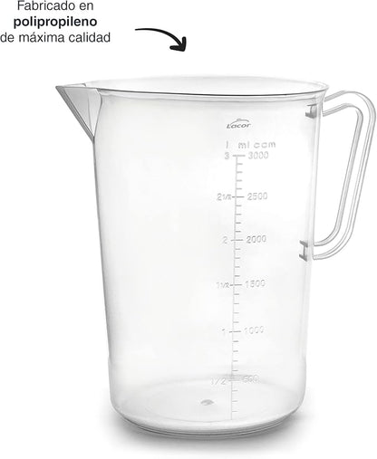 Lacor - 67213 - Measuring Jug, Measuring Cup, Liquid Meter, Polypropylene, BPA Free, 17 cm, 3 L