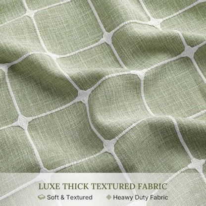 RiverDream Farmhouse No Hooks Shower Curtain with Snap-in Liner,Green,71x74