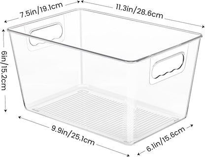 YIHONG Clear Pantry Storage Organizer Bins, 10 Pack Plastic Food Storage Bins with Handle for Kitchen,Refrigerator, Freezer,Cabinet Organization and Storage