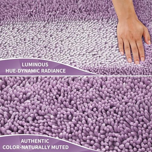 Yimobra Chenille Bathroom Rugs Non Slip, Extra Thick Soft Absorbent Bath Rug 31.5x20 Inch, Machine Washable Quick Dry Bath Mat for Bathroom Floor, Tub and Shower, Home Decor Accessories, Lilac