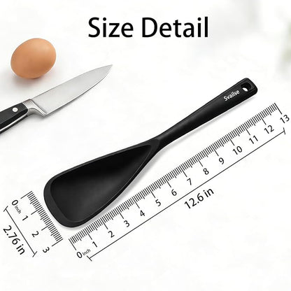 Cooking Spoon for Nonstick Cookwares, Multifunction Silicone Spatula Spoons BPA Free, Spatulas Heat Resistant Great for Mixing, Scooping, Scraping and Serving (1 Black 1 Gray, 12.6 inch)