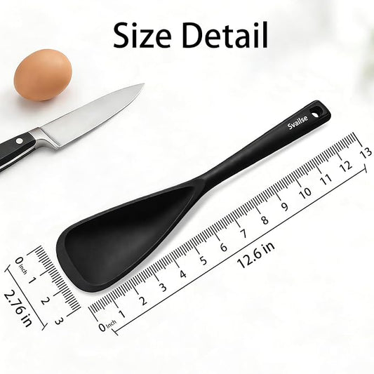 Cooking Spoon for Nonstick Cookwares, Multifunction Silicone Spatula Spoons BPA Free, Spatulas Heat Resistant Great for Mixing, Scooping, Scraping and Serving (1 Black 1 Gray, 12.6 inch)