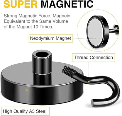 DIYMAG Magnetic Hooks, 170 LB Heavy Duty Strong Magnet with Hook, Rare Earth Neodymium Magnets for Hanging, Magnetics Hanger for Curtain, Home, Kitchen, Workplace, Black20 Packs