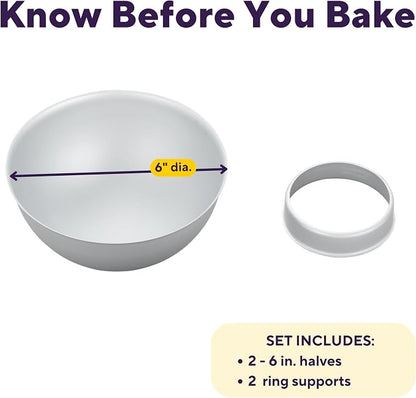 Wilton 3D Sports Ball Cake Pan Set, Aluminum Bakeware for Shaped Cakes, Durable, Even Heating, Rust-Resistant, Includes 2 Half-Sphere Pans, Packaging May Vary