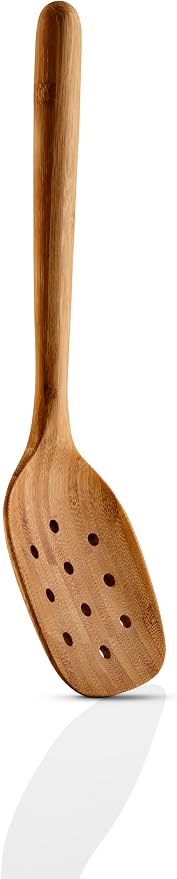 EVA SOLO | Nordic Kitchen Perforated Ladle Bamboo | Ideal for Straining and Serving Pasta and Vegetables | Natural & Eco-friendly Alternative to Plastic | Bamboo