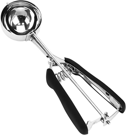 Ice Cream Scoop, 18/8 Stainless Steel Cookie Scoop, Cookie Scoops for Baking, 4Tbsp/ 60ml/ 2oz Cookie Dough Scoop, Ice Cream Scooper with Trigger Release, Cupcake Scoop (Black)