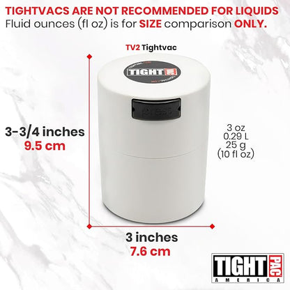 Tightvac - Premium Airtight Herb Storage Container - Holds ½ oz to 3 ounces - Keep Your Herbs and Dry Goods Fresh and Flavorful. White