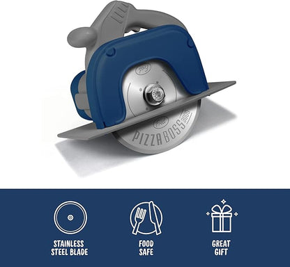 Genuine Fred PIZZA BOSS 3000, Circular Saw Stainless Steel Pizza Wheel, Great Gift for Guys and Pizza Lovers, Easy to Clean with Removable Shield - White Elephant Gift - Fun Kitchen Gadget