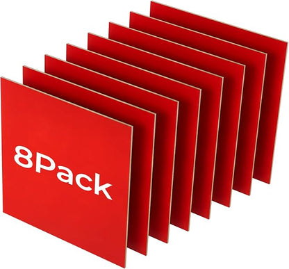 8 Pack Red Basswood for Laser Cutting, 12"x12"x1/8" (3 mm) Double-Sided Colored Plywood Sheets, for Laser Engraving, DIY Craft Wood & School Projects
