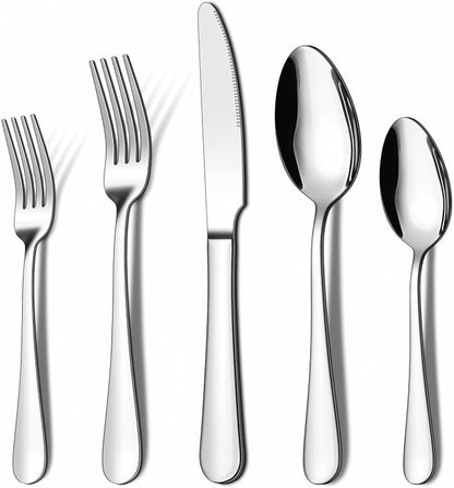 20 Piece Silverware Set, ENLOY Stainless Steel Flatware Cutlery Set, Kitchen Utensil Set Service for 4, Include Knife Fork Spoon, Mirror Polished, Dishwasher Safe